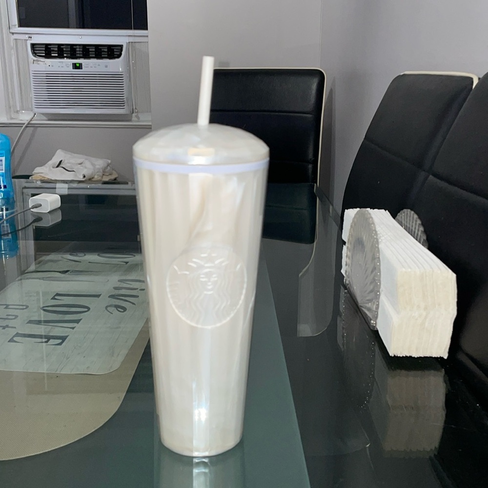 Starbucks white marble iridescent cup